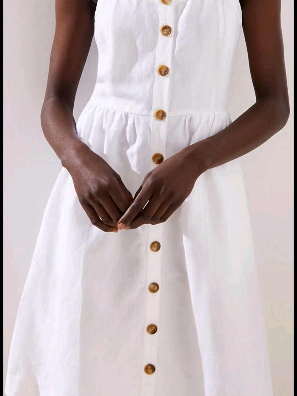 NWT LOFT White Linen Blend Button Down Flare Dress - 12P Resortwear Beachy Vacay